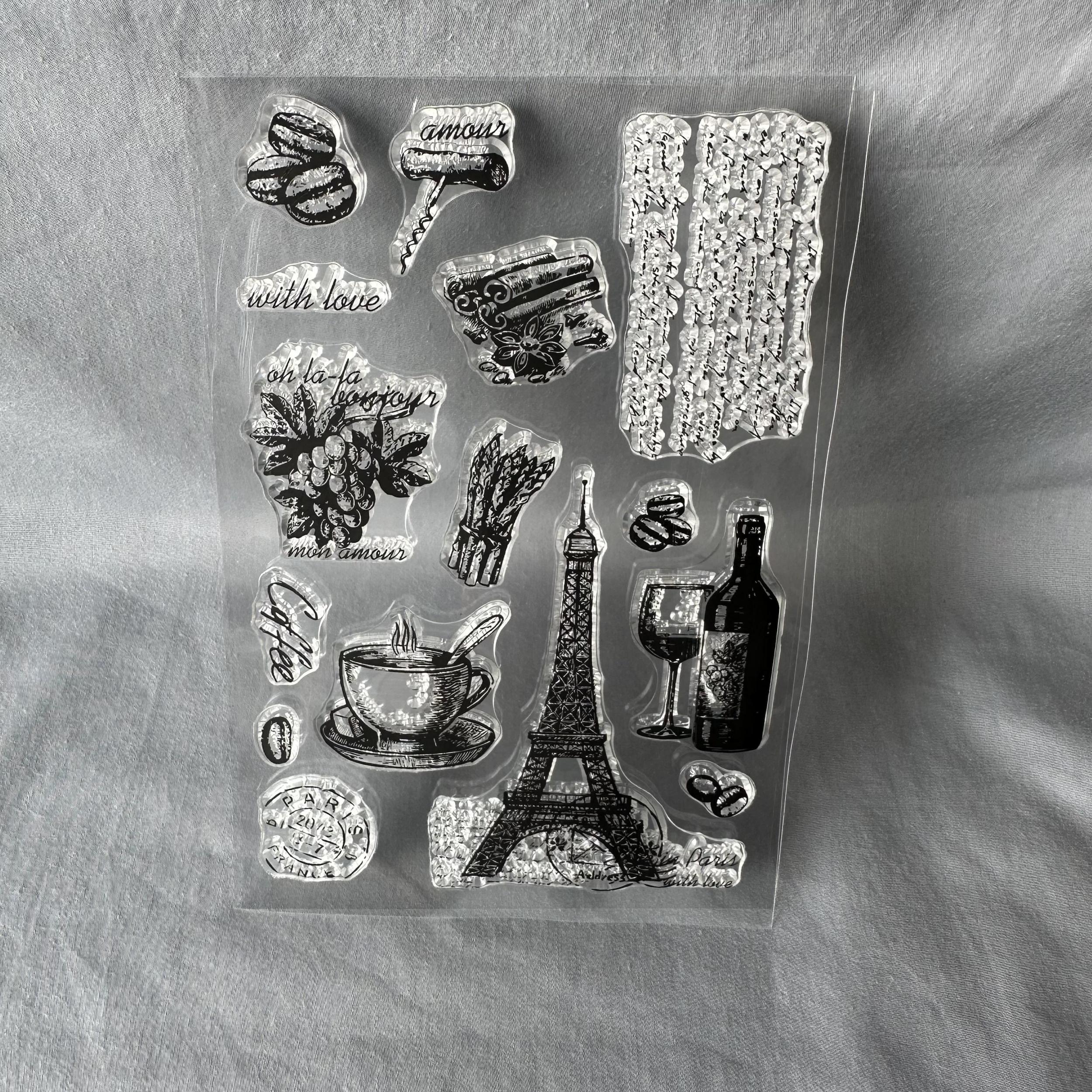 Retro Iron Tower Coffee Silicone Stamps for Card Decoration