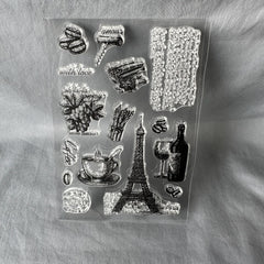 Retro Iron Tower Coffee Silicone Stamps for Card Decoration