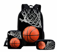 Boys Basketball Print School Backpack Set 3Pcs