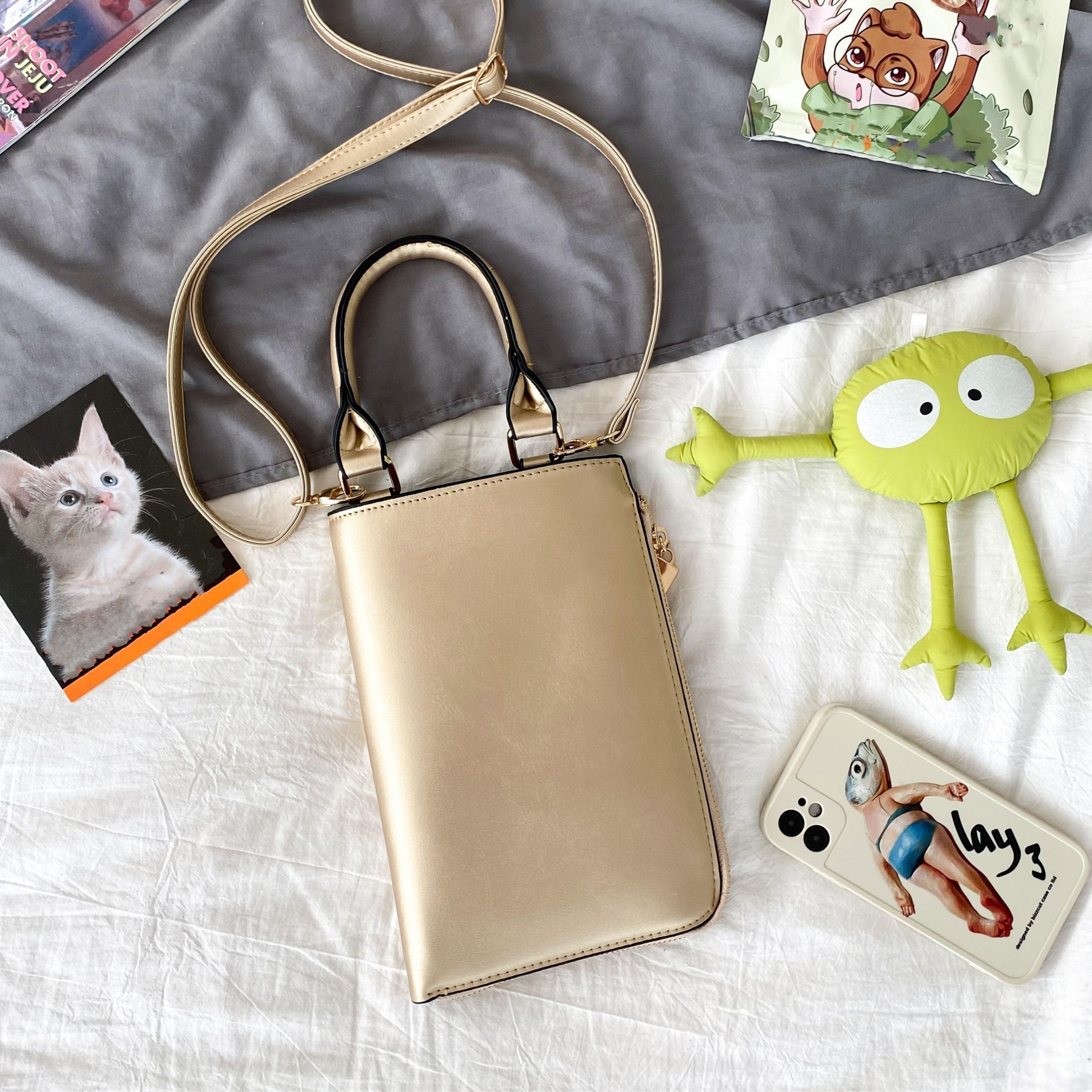 Lady Face Novelty Crossbody Bag PU Leather Textured Phone Bag