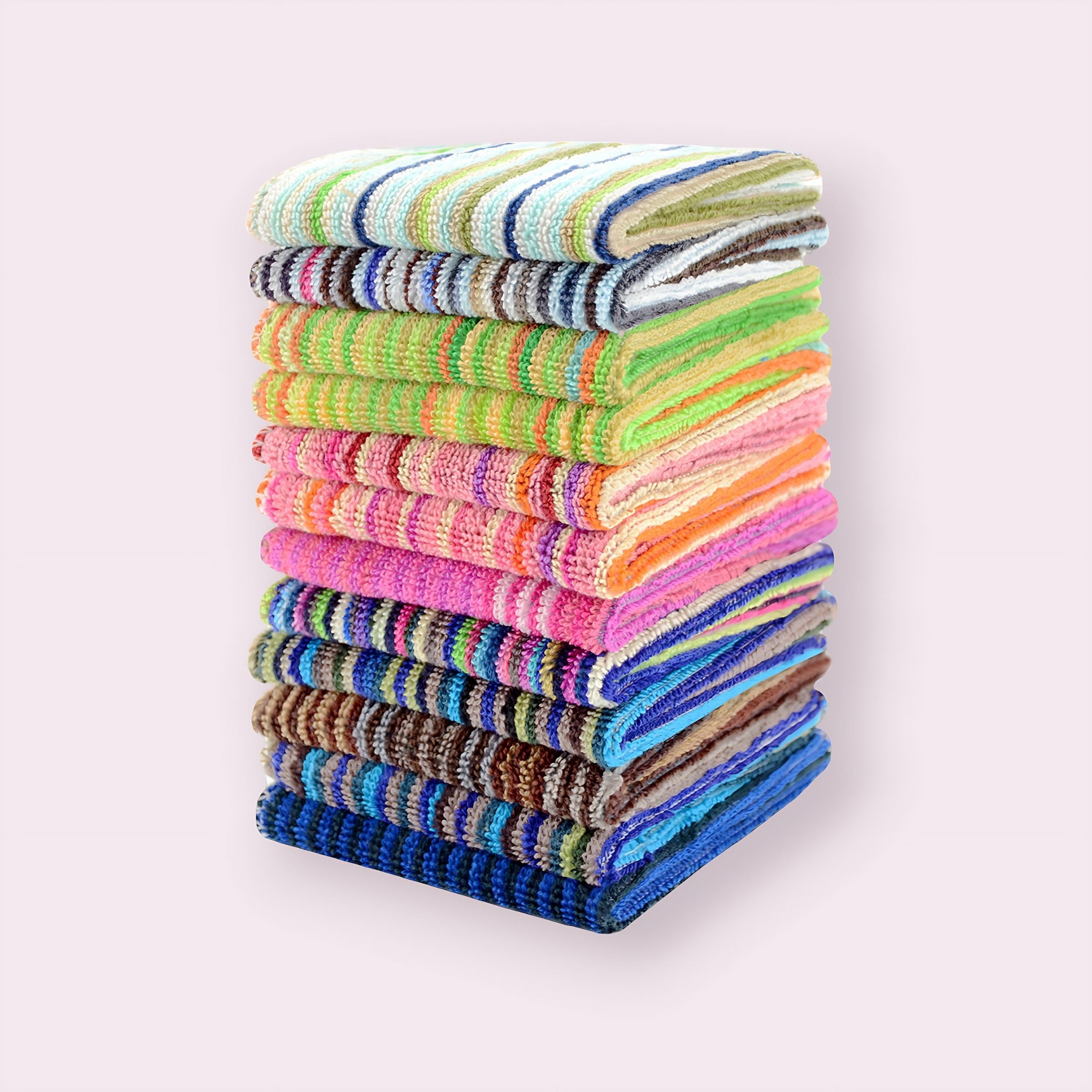 12pcs Thickened Double-sided Dish Towels Soft Absorbent Square Towels
