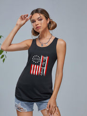 American Flag Graphic Sports Tank Top Women's Summer Tops