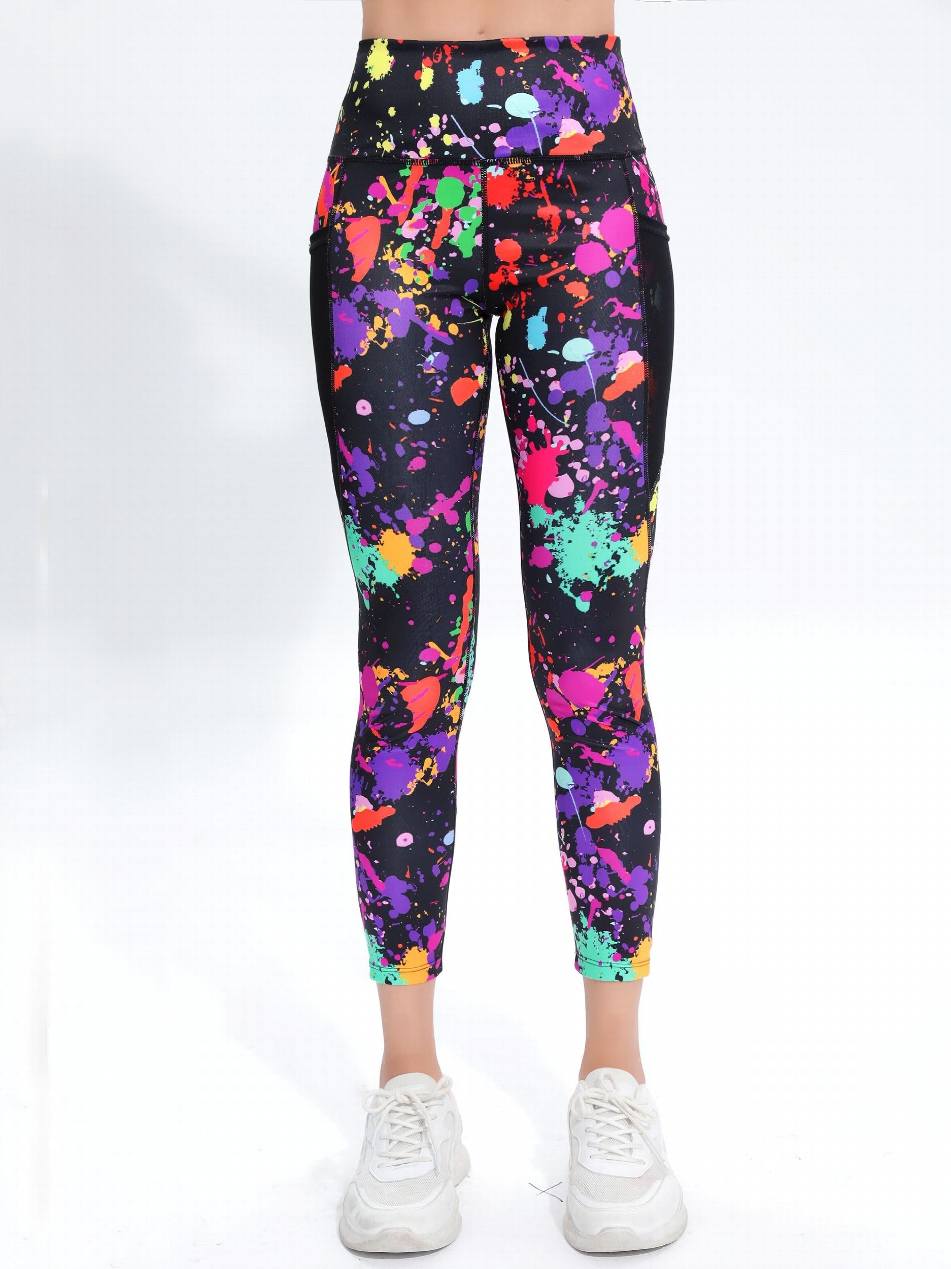 Graffiti Pattern High Waist Fitness Pants Tummy Control Yoga Leggings