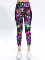 Graffiti Pattern High Waist Fitness Pants Tummy Control Yoga Leggings