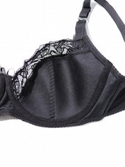  Sexy Bra Women's Plus Solid Contrast Lace Semi Sheer Underwire Bra