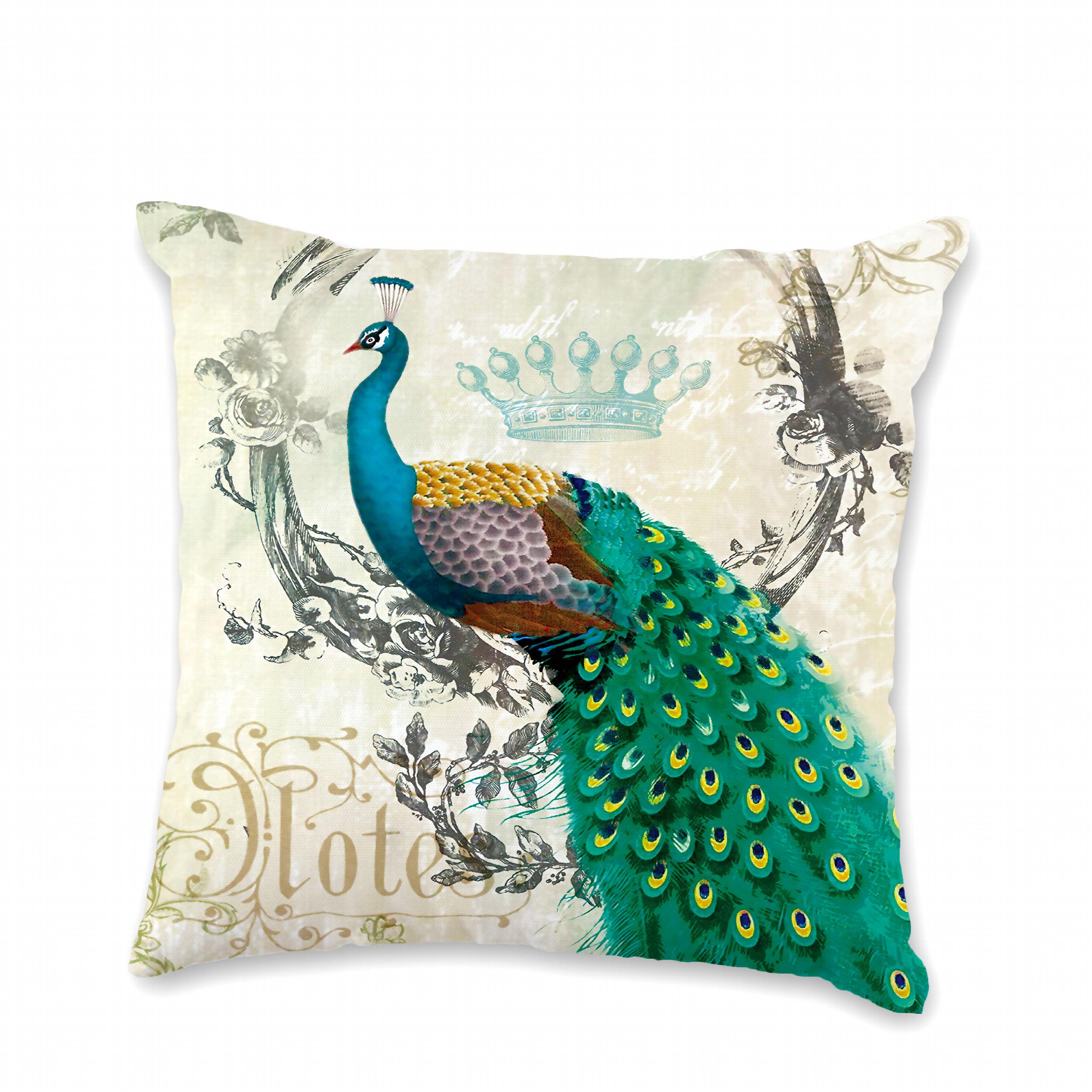 Peacock Print Pillowcase for Home Decor - No Insert
