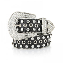 Rhinestone Belt Unisex Sequin PU Leather Jeans Pants Belt Hip Hop Waistband