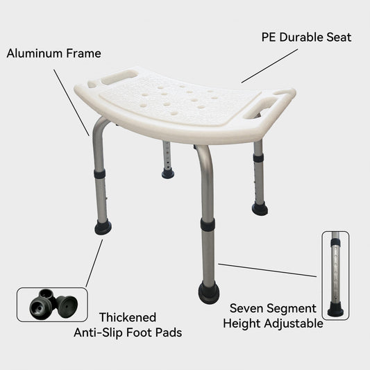 Adjustable Height Shower Chair Non Slip Bathtub Stool