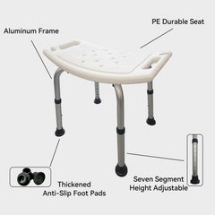 Adjustable Height Shower Chair Non Slip Bathtub Stool