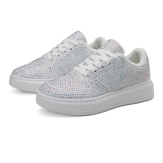 Rhinestone Flat Skateboard Shoes, Diamond Decor, Portable