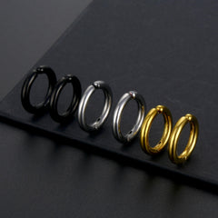 Stainless Steel Smooth Round Clip Earrings for Men
