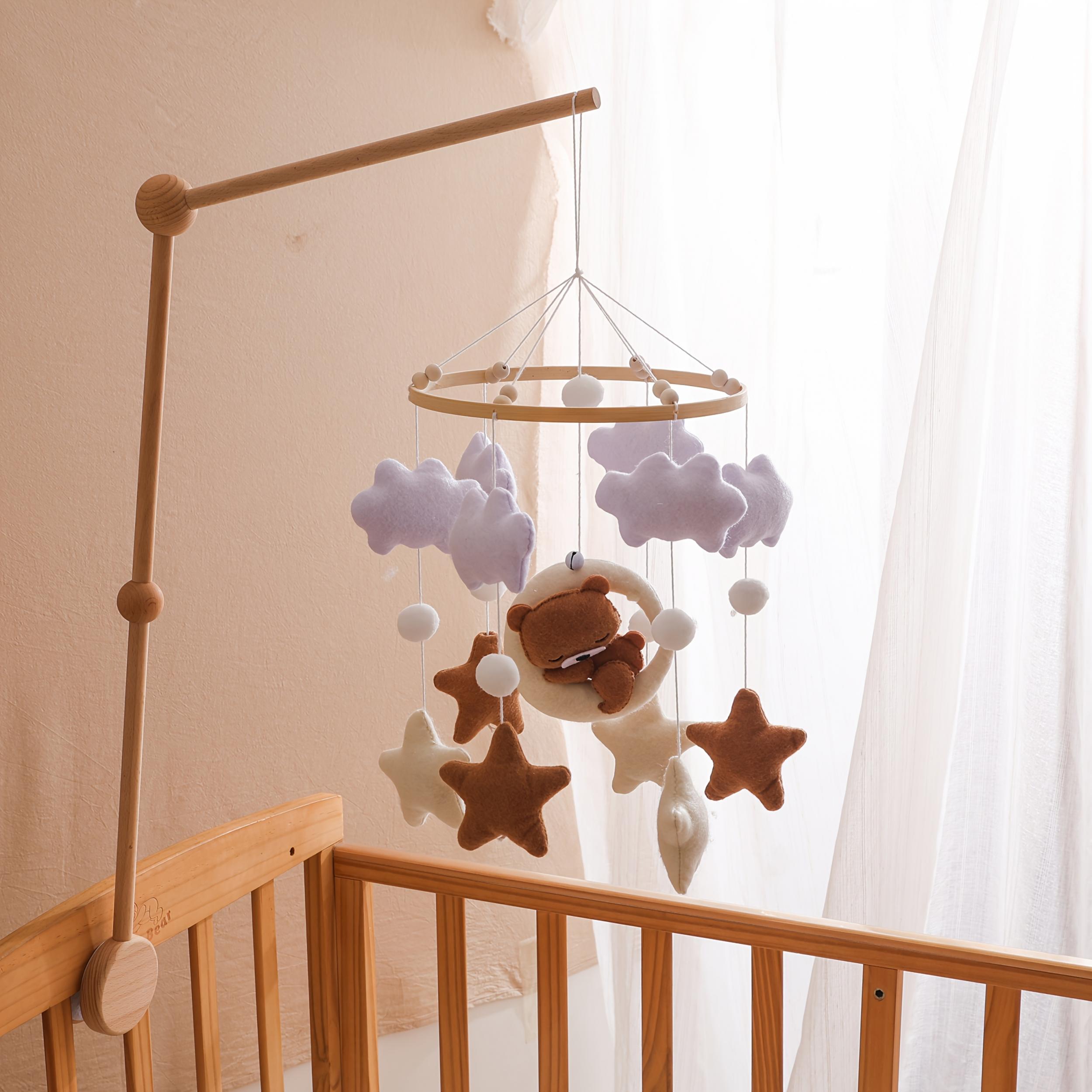 Baby Sheep & Star & Moon Bed Bell Brown Bear Theme Crib Mobile