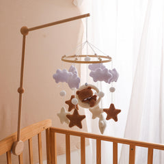 Baby Sheep & Star & Moon Bed Bell Brown Bear Theme Crib Mobile