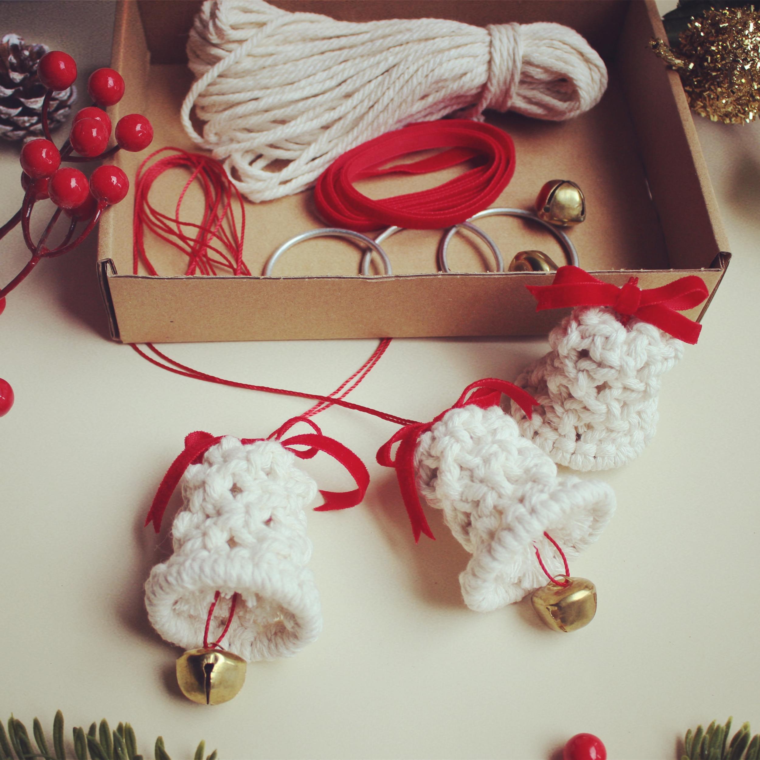 3pcs Macrame Jingle Bell DIY Kit Christmas Craft Set