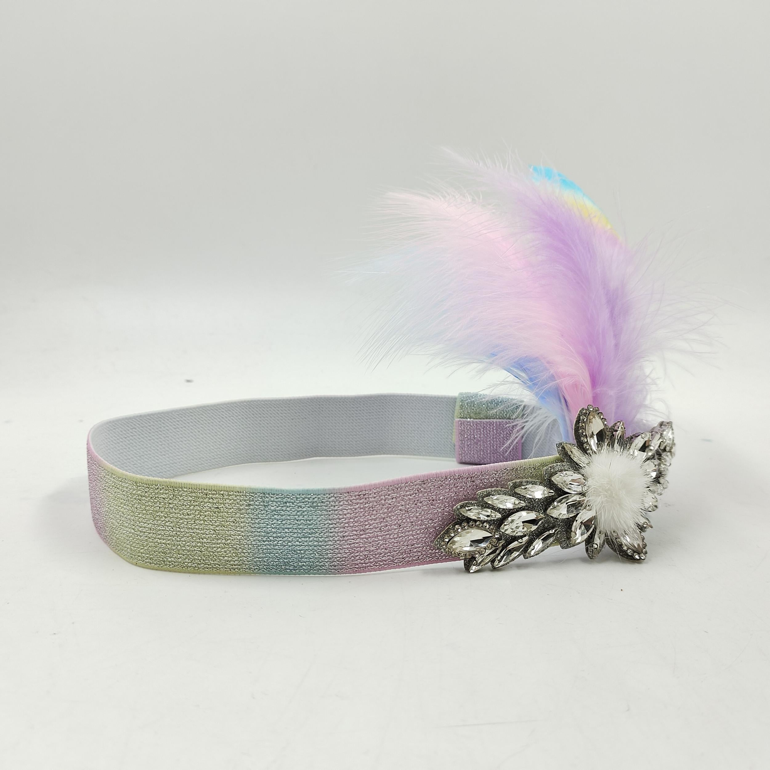 Colorful Gradient Feather Headband for Women