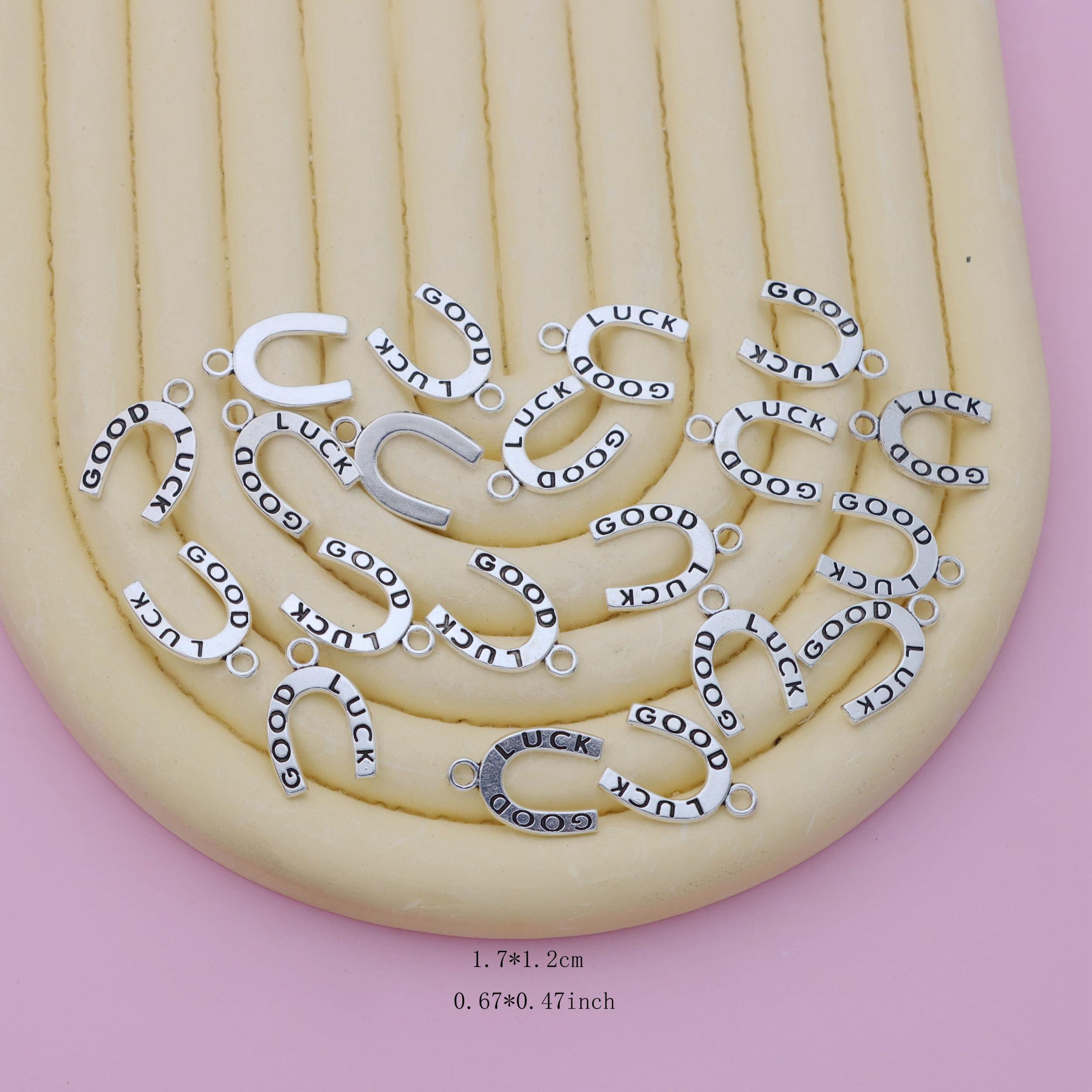 20pcs Antique Silver Charms Horseshoe Spacer Beads Vintage U Shape Loose Beads