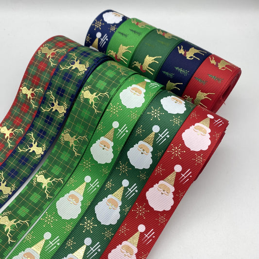 2yds 25mm Christmas Printed Ribbon For Decoration DIY Supplies