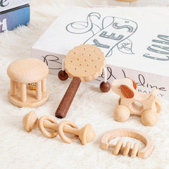 Wooden Rattle Grab Toy for Infants & Toddlers