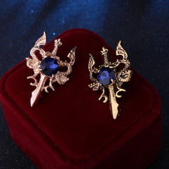 Men's Vintage Double Dragon Sword Suit Brooch