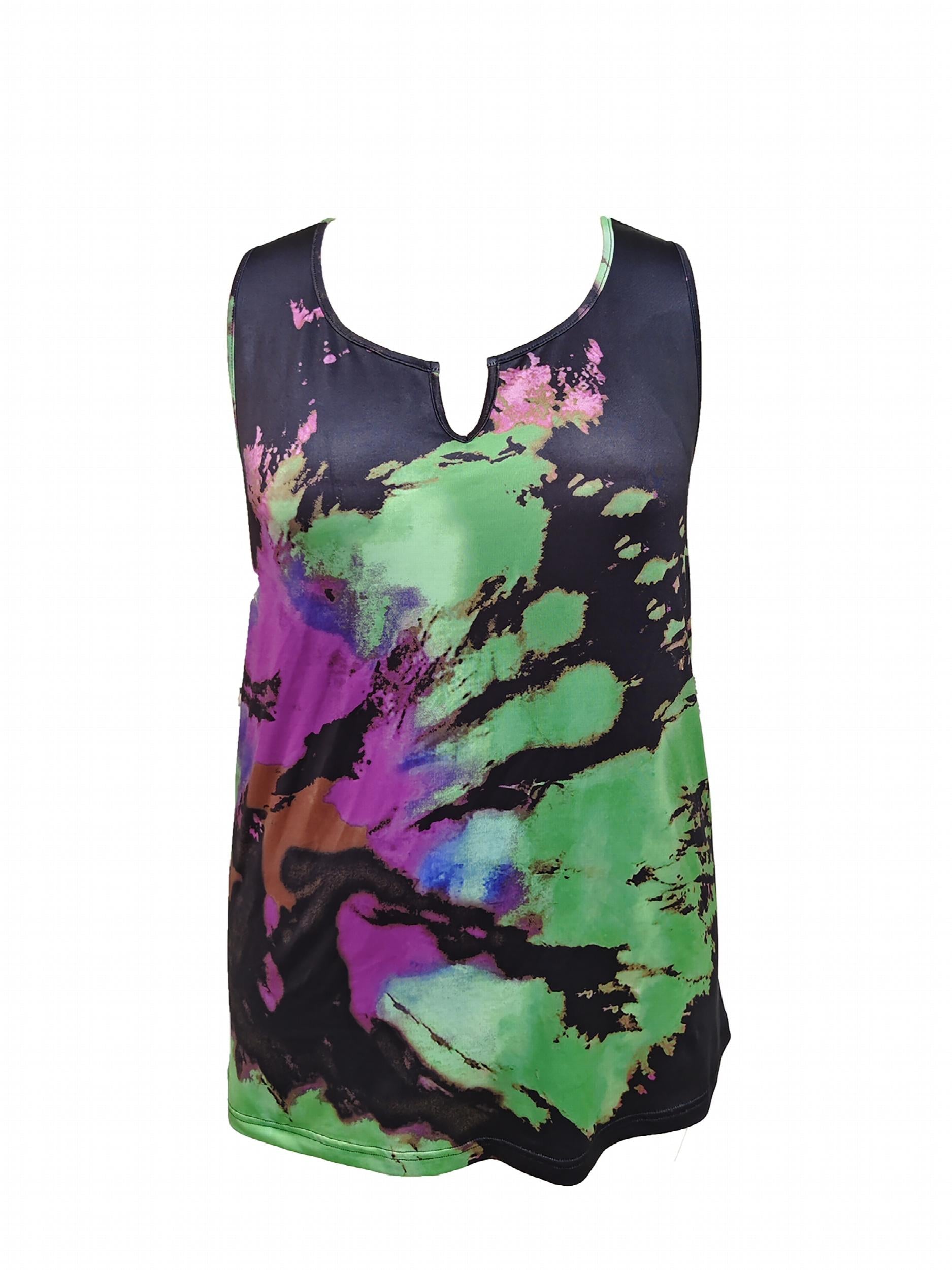  Tie Dye Notched Neck Tank Top