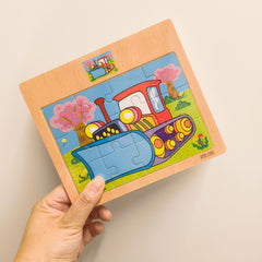 12pc Wooden Puzzle Board - Animals & Transportation Themes
