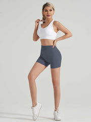  Solid High Rise Tummy Control Running Shorts