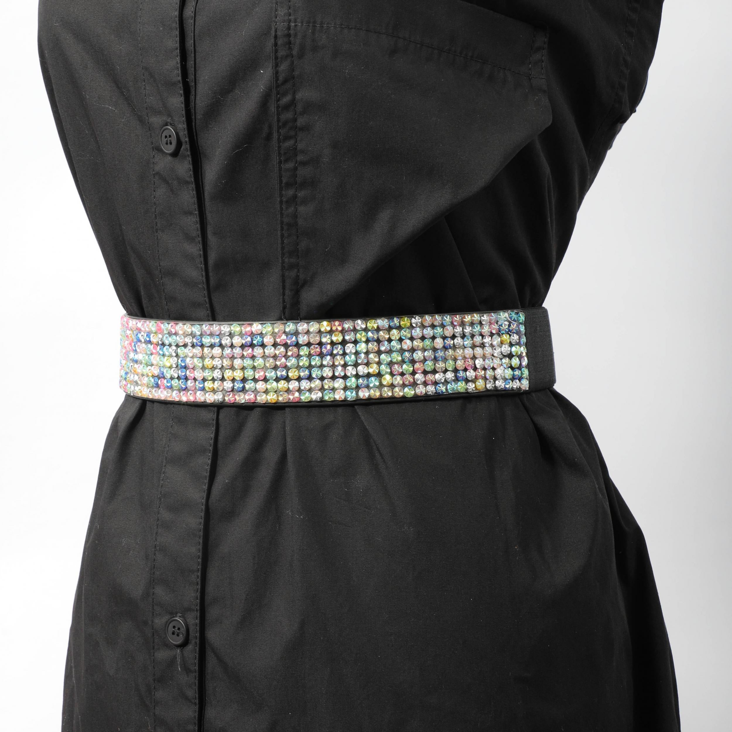 Full Rhinestone Elastic Belt Wide Waistband for Party
