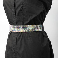Full Rhinestone Elastic Belt Wide Waistband for Party