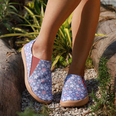 Women's Colorful Stars Pattern Slip On Low Round Toe Flat Canvas Shoes