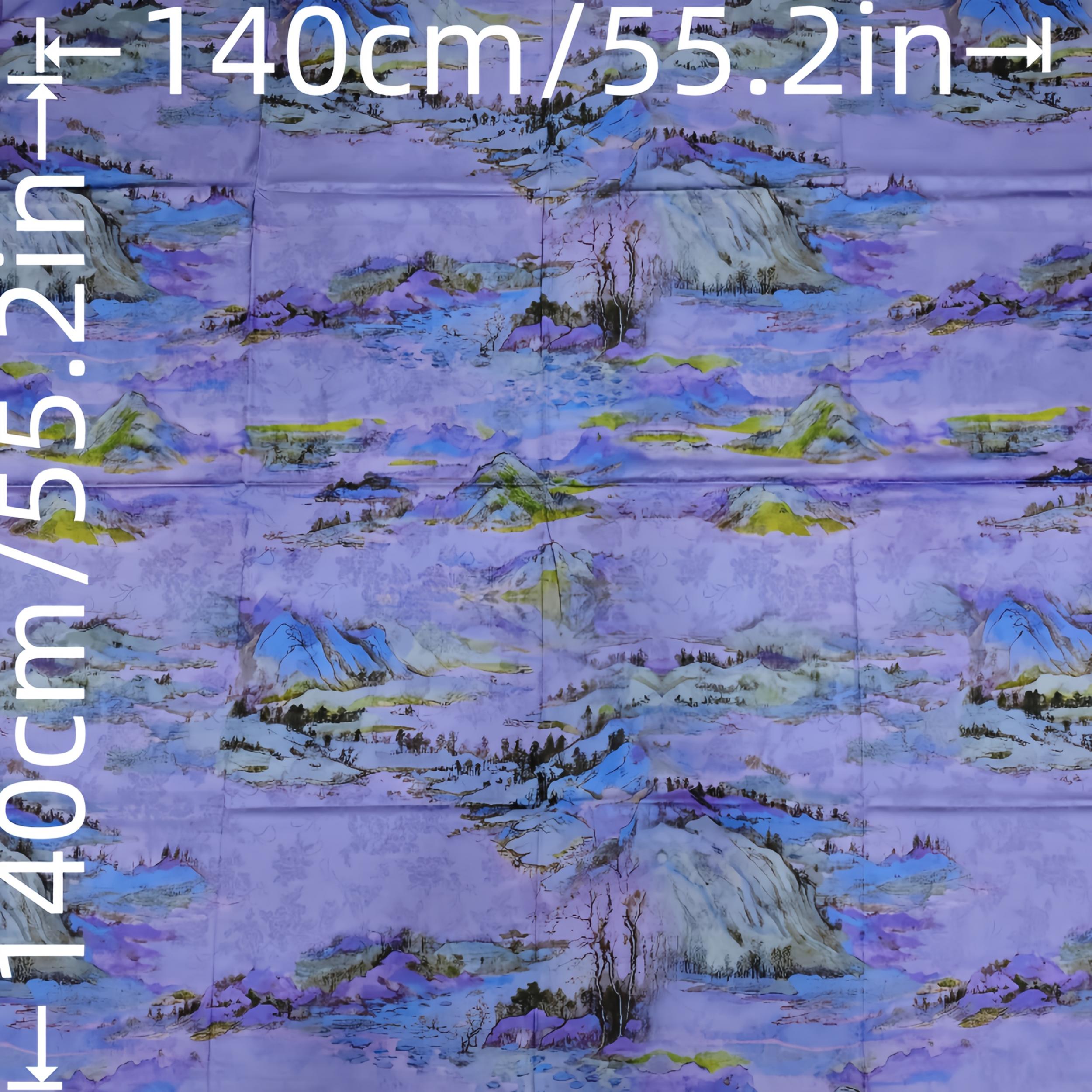 Chinese Landscape Silk Scarf 140x140cm Soft Breathable Shawl