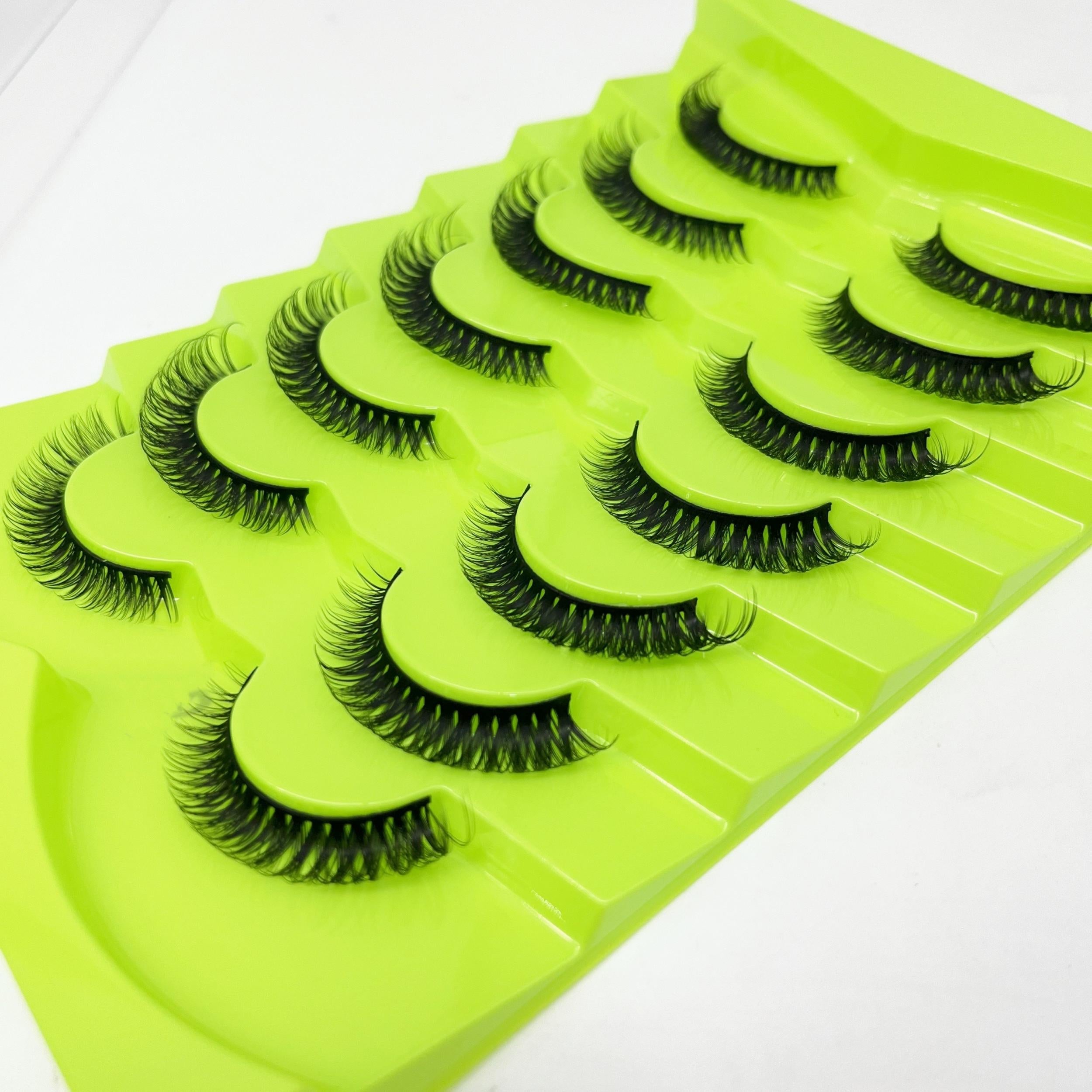 7 Pairs Natural Look D Curling False Eyelashes 6 9mm Fluffy Faux Mink