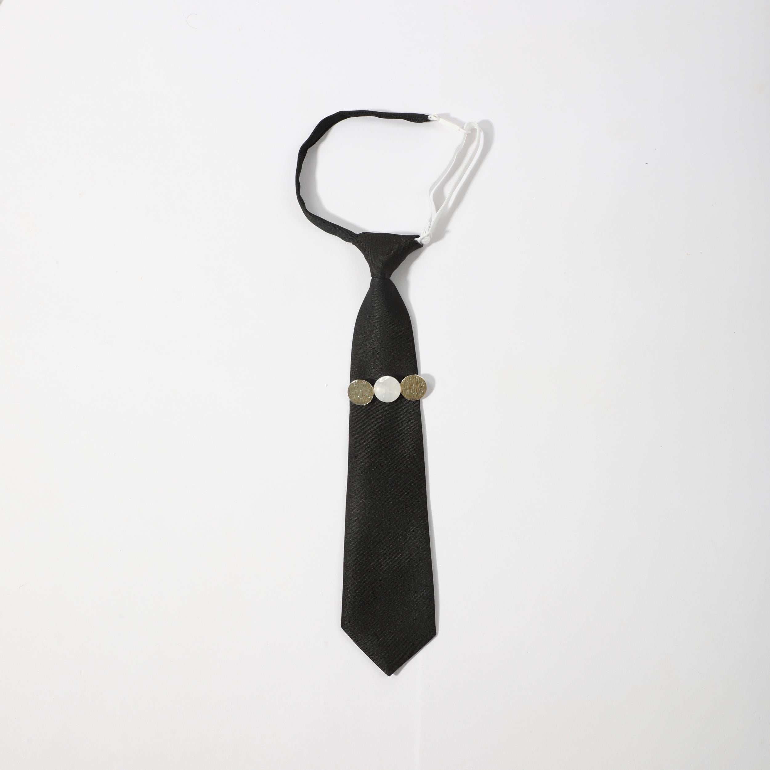 Preppy Tie Two Tone Disc Trim Neck Tie Shirt Decor