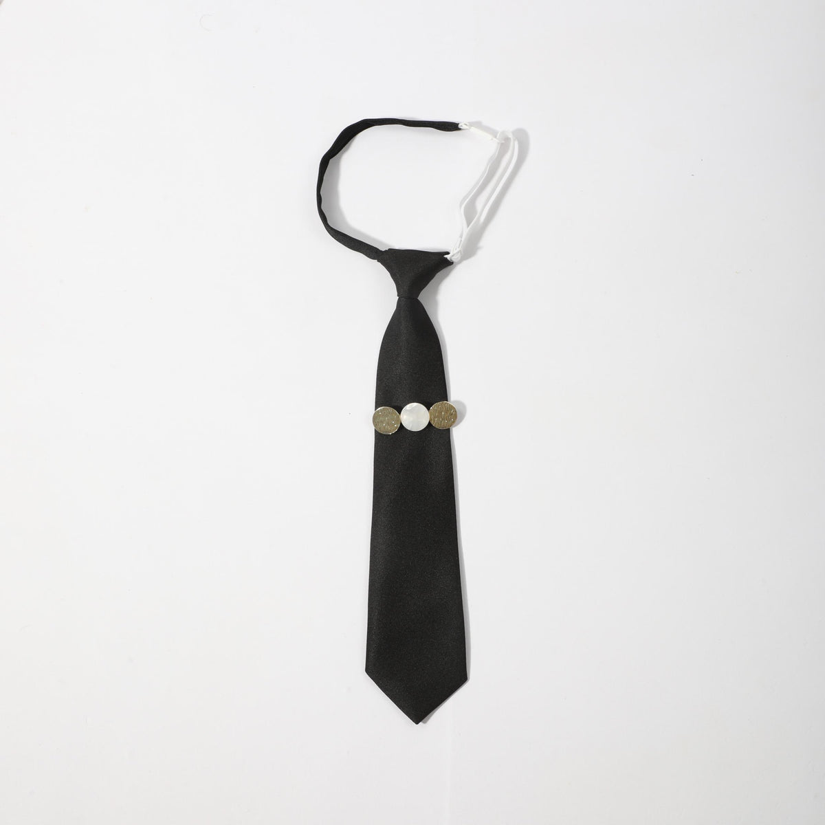 Preppy Tie Two Tone Disc Trim Neck Tie Shirt Decor