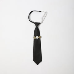 Preppy Tie Two Tone Disc Trim Neck Tie Shirt Decor