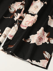 Women's Plus Floral Print Drawstring Wide Leg Pants