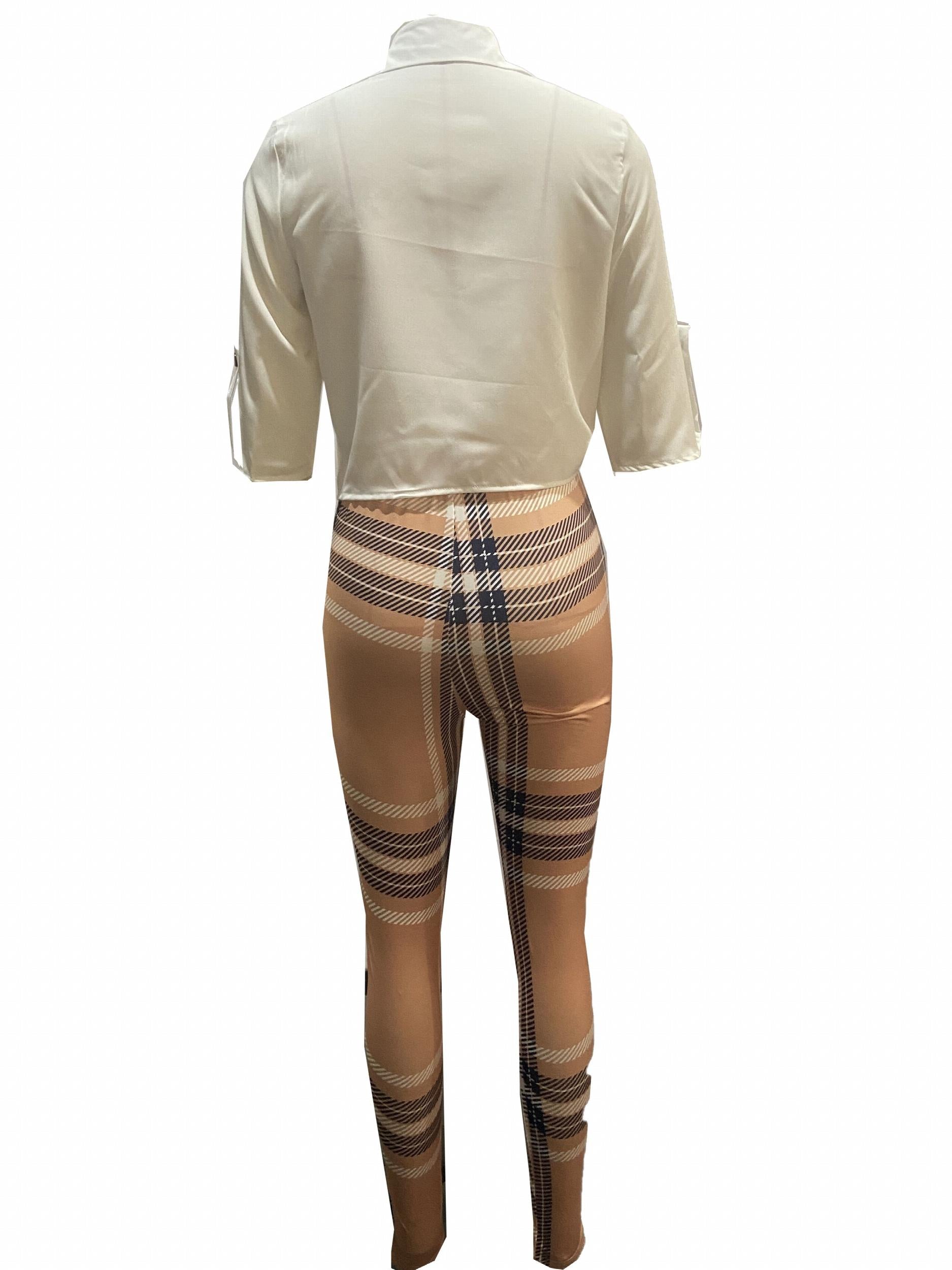 Spring/Summer 2pc Set Shirt & Plaid Pants Outfit Women's Clothing