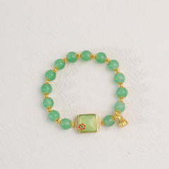 Green Gemstone Lotus Bracelet - Perfect Gift for Her