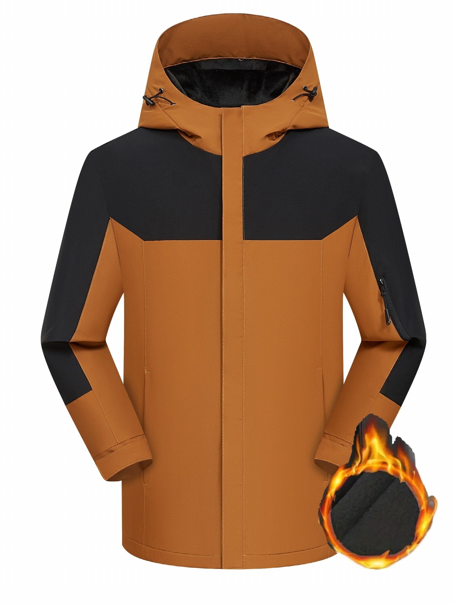 Women's Plus Colorblock Zip Up Outdoor Hooded Jacket