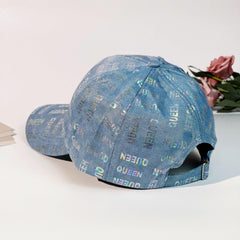 Laser QUEEN Print Baseball Cap Light Washed Sun Hat for Women
