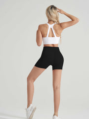  Solid High Rise Tummy Control Running Shorts