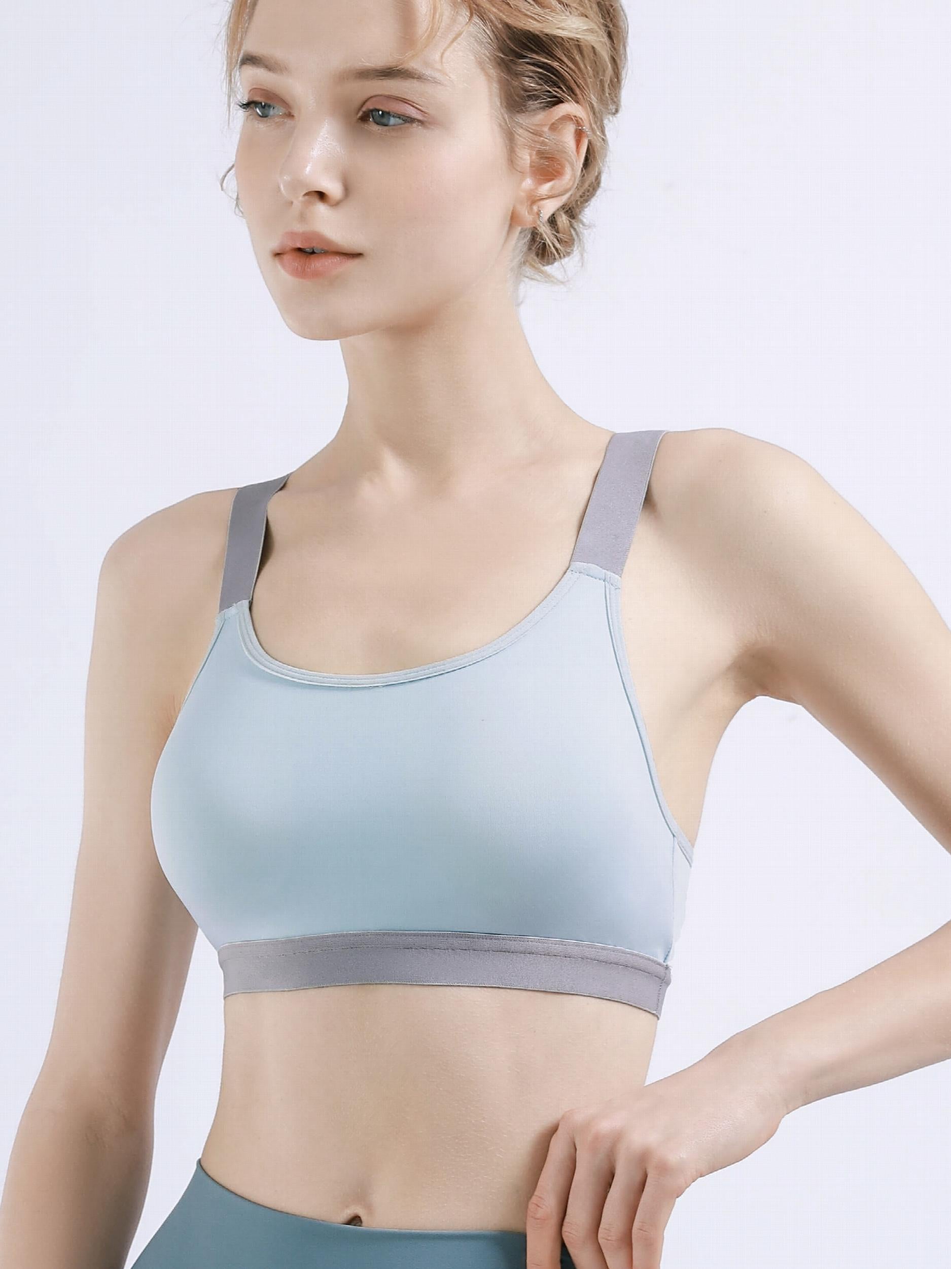 Wide Straps Contrast Tank Sports Bra High Stretch Intimates Bra