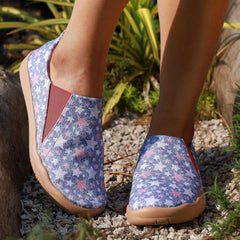 Women's Colorful Stars Pattern Slip On Low Round Toe Flat Canvas Shoes