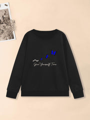 Girls Creative Butterfly Graphic Sweatshirt Round Neck Pullover Top