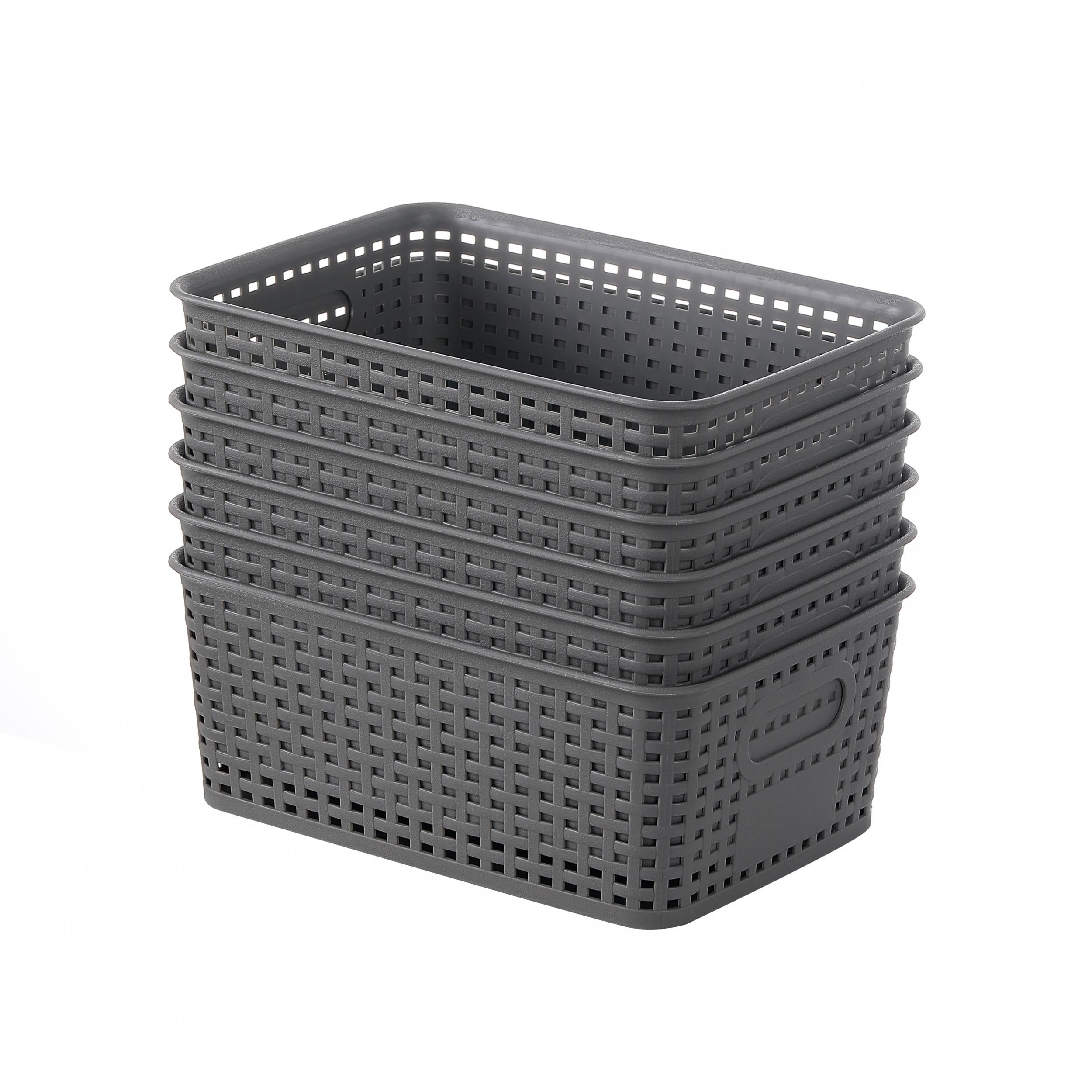 6pcs Plastic Weave Storage Bins - Home Organization and Storage