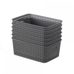 6pcs Plastic Weave Storage Bins - Home Organization and Storage