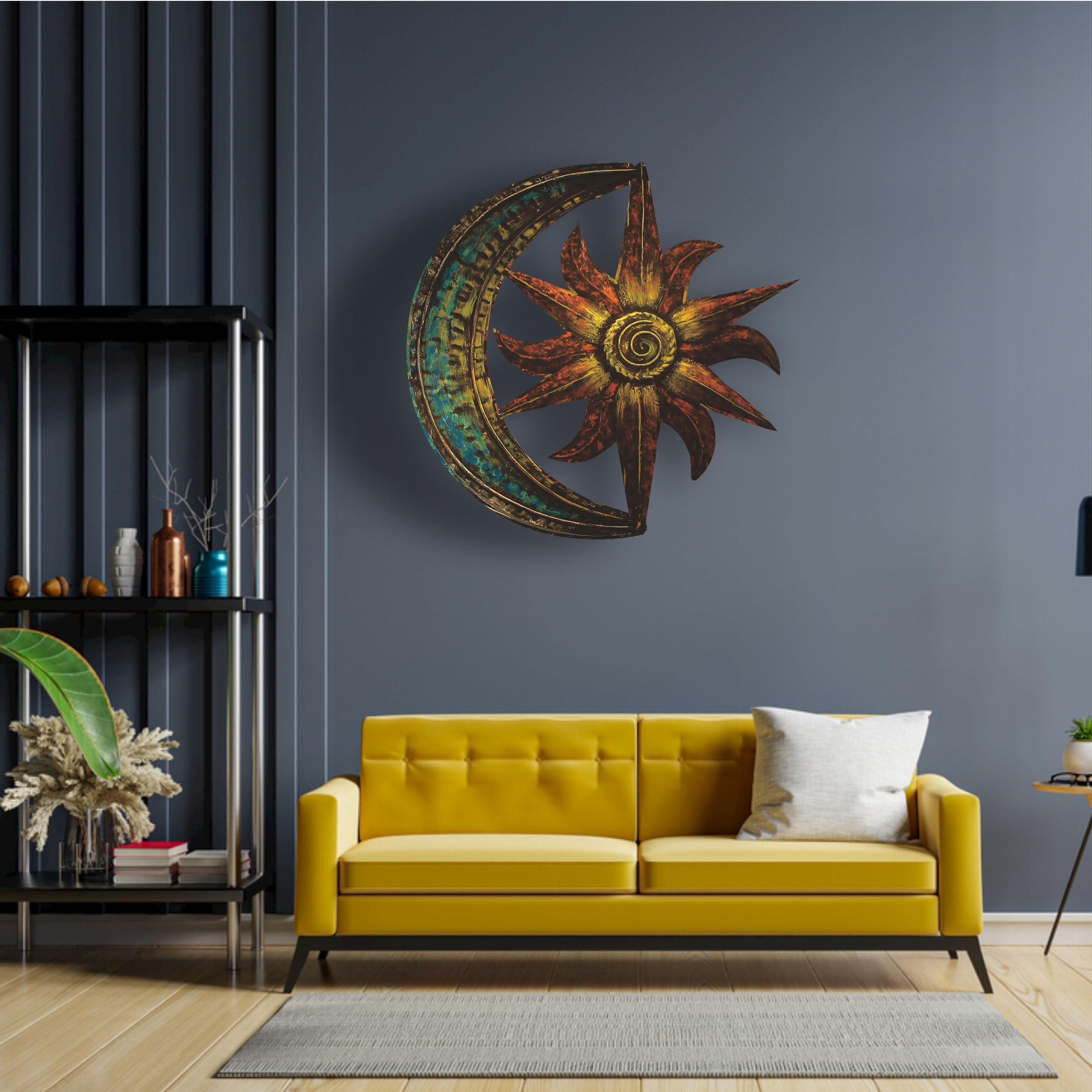 Metal Sun Moon Wall Decor Outdoor Sun Wall Art Garden Decor