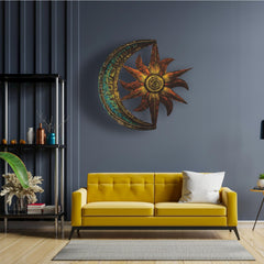 Metal Sun Moon Wall Decor Outdoor Sun Wall Art Garden Decor