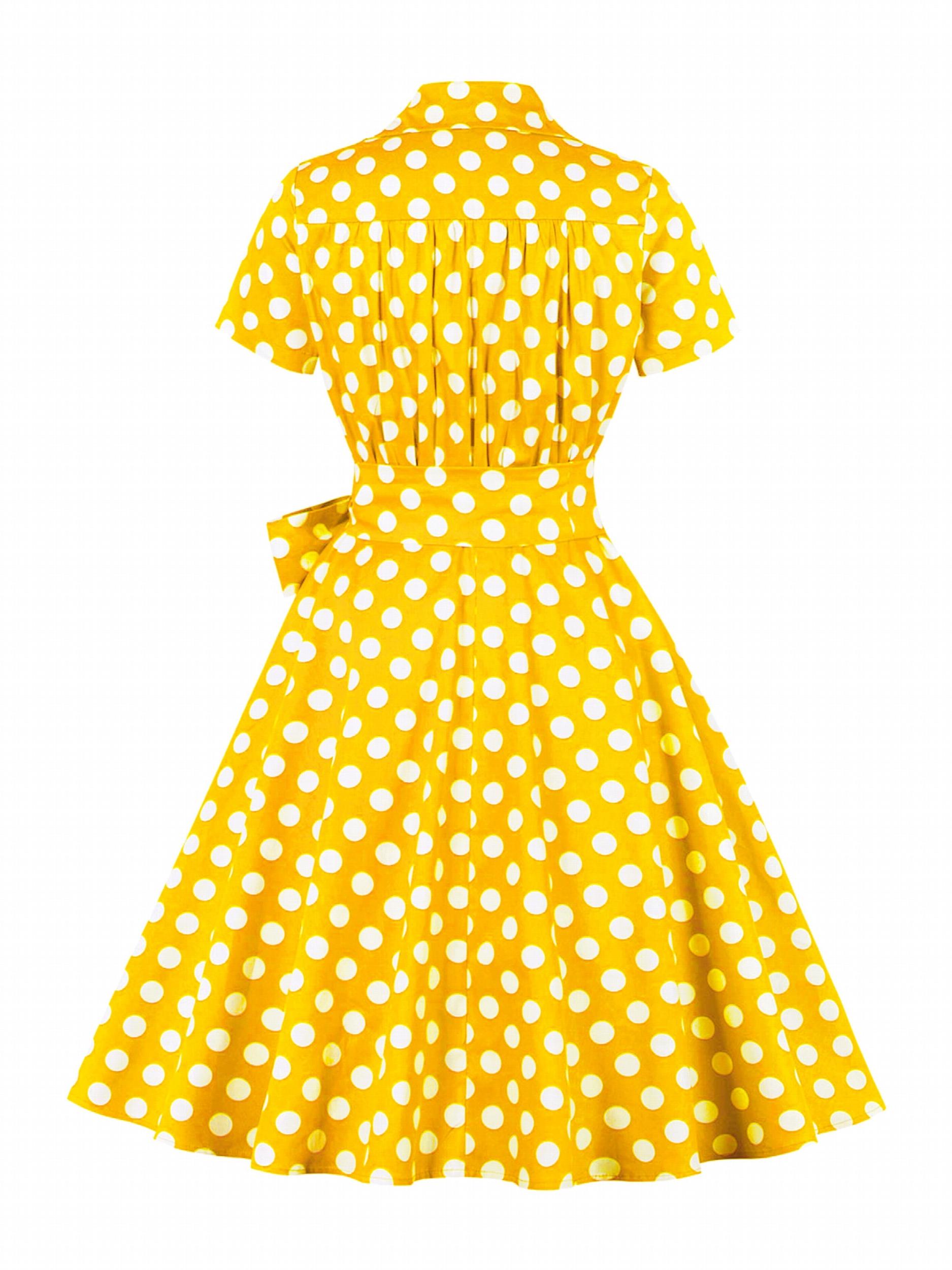  Polka Dot Print Retro Dress