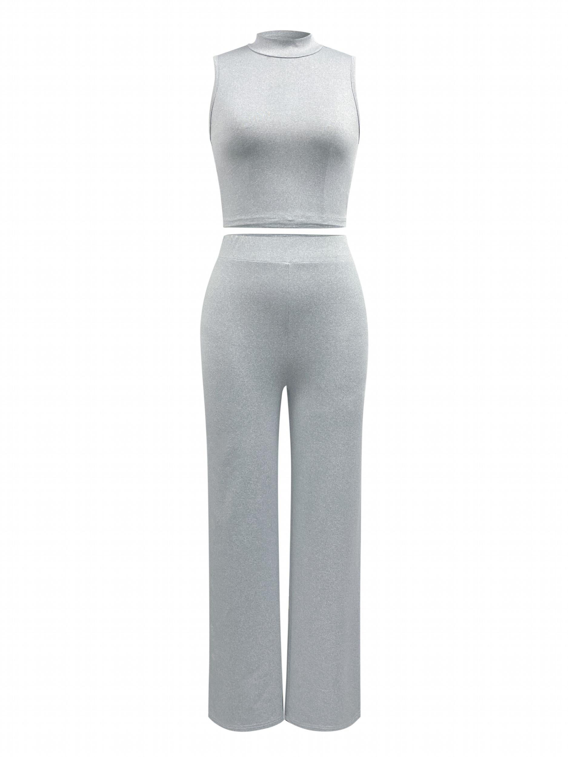 Casual 2pc Set Sleeveless Vest & Wide Leg Pants