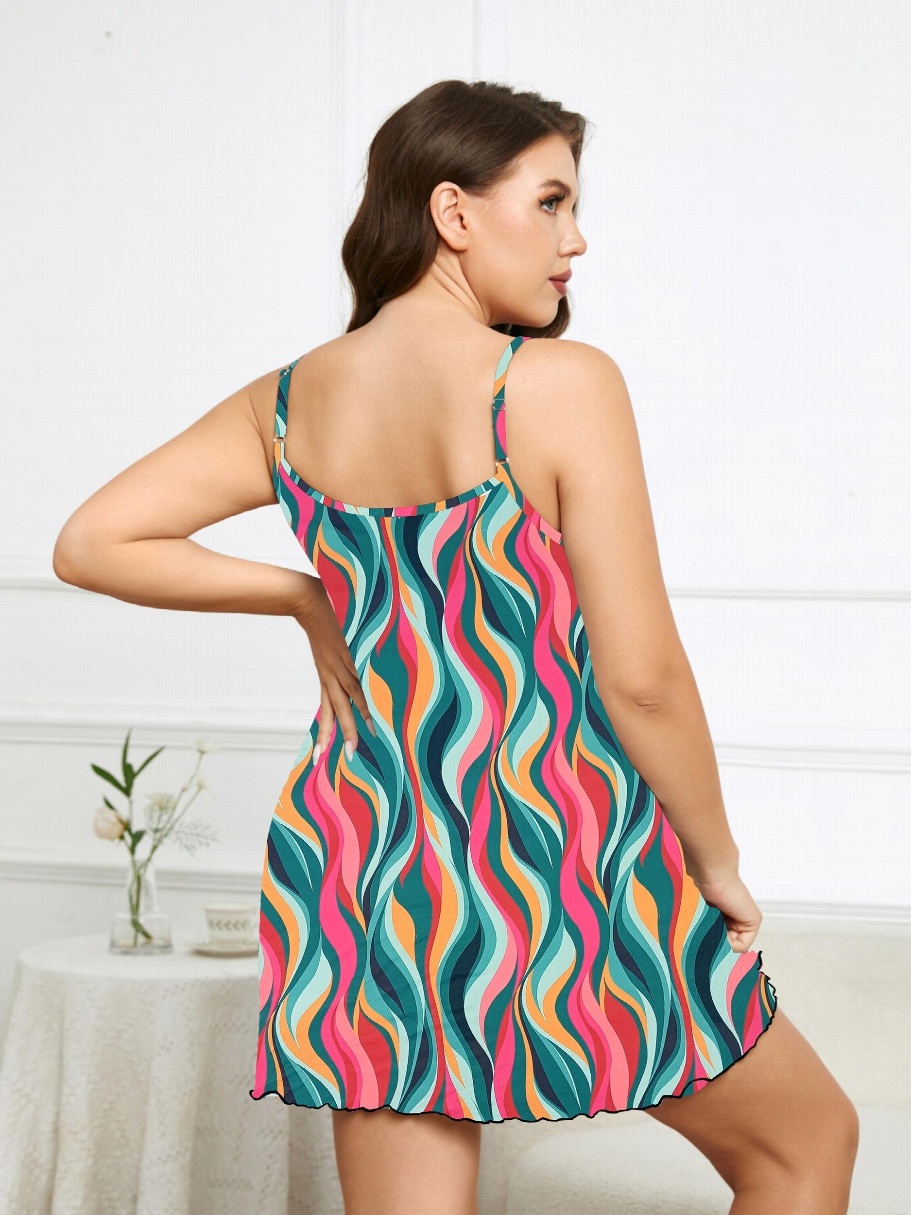  Boho Striped Print Loungewear Dress